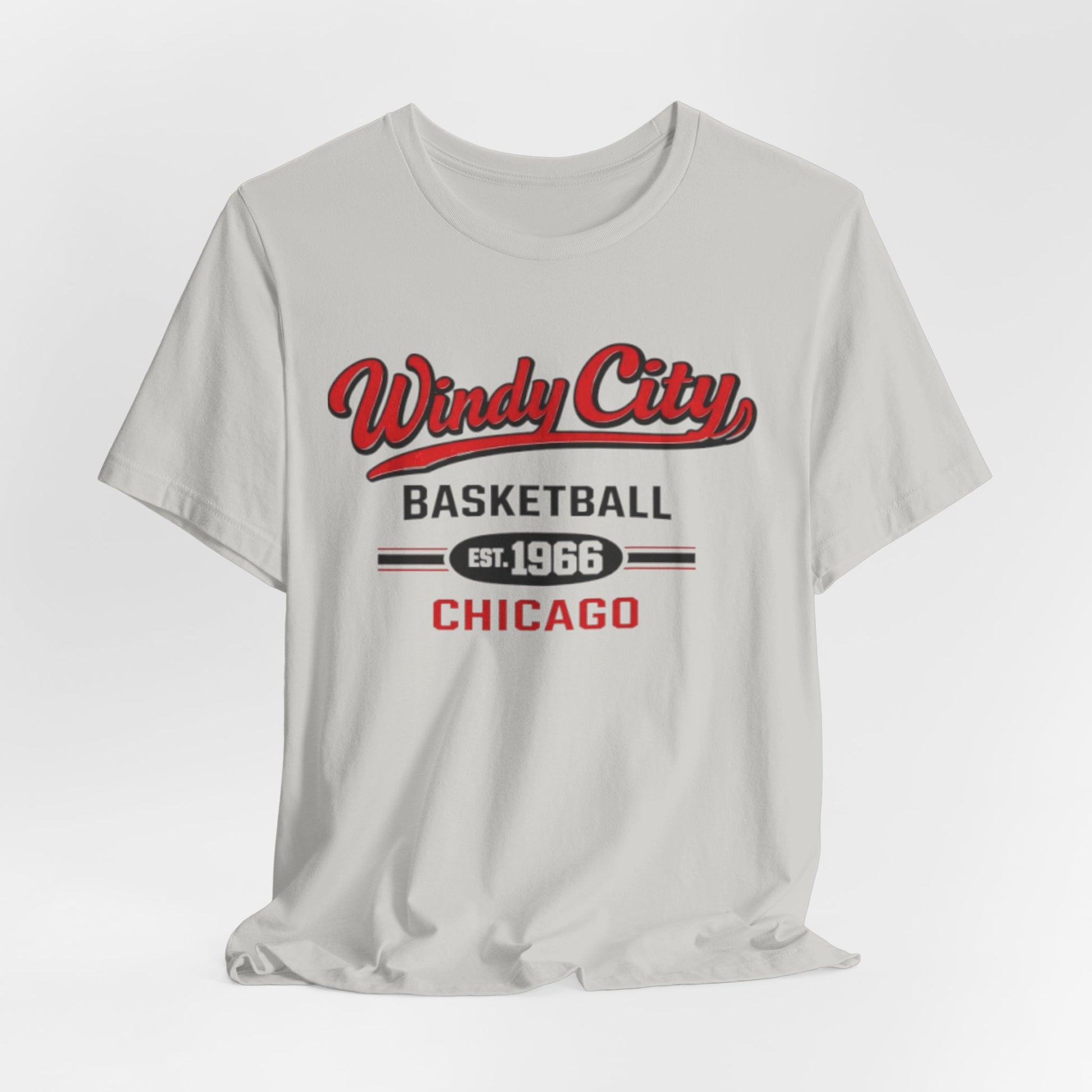 Gray Windy City Basketball Tee – Chicago Est. 1966 Vintage Sports T-Shirt