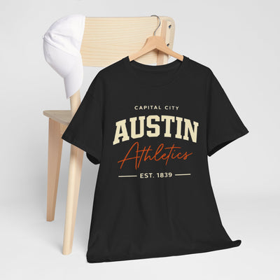 Dark Slate Gray Austin Texas Athletics Graphic T-Shirt – Vintage Varsity Sports Streetwear Tee