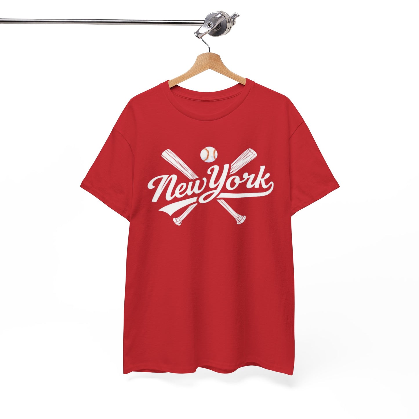 New York Baseball Tee — Vintage Script & Crossed Bats T‑Shirt