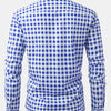Dark Gray 1pc Printed Plaid Long-sleeve Shirt with Lapel and Button-up Cardigan Style Casual Shirt