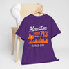 Lavender Houston 713 Space City T-Shirt — Houston Skyline & Area Code Tee