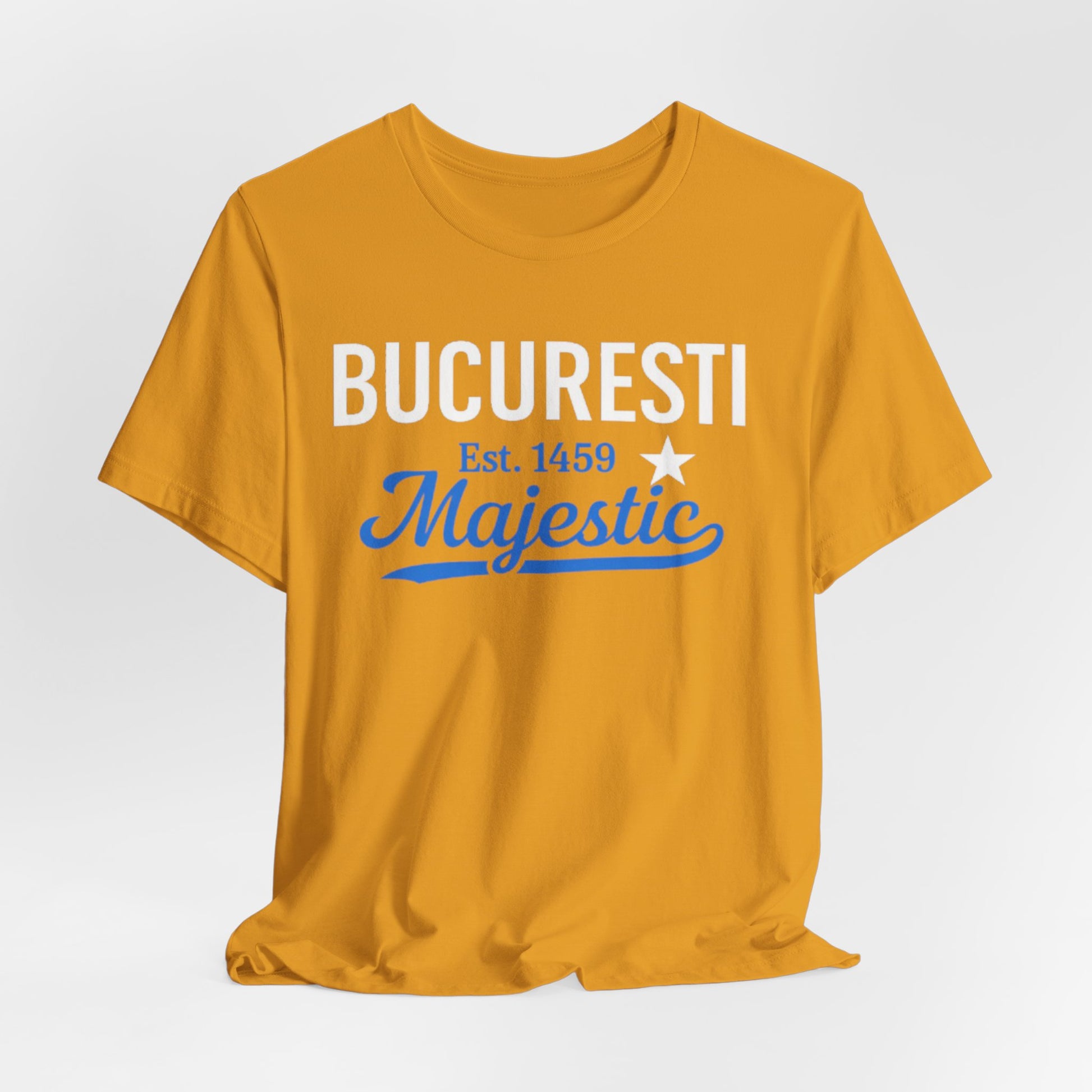 Goldenrod Tricou Bucuresti Majestic — Tricou Vintage Romanian City (Est. 1459)