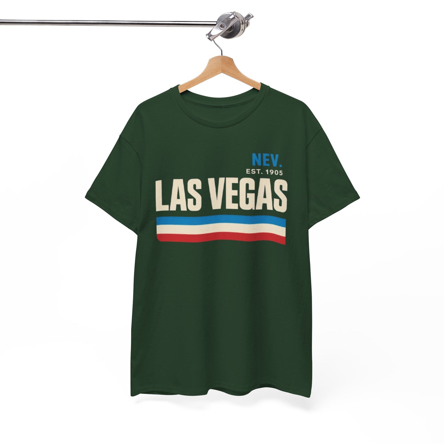 White Smoke Las Vegas Vintage Stripe Tee — Nev. EST. 1905 Retro City T‑Shirt