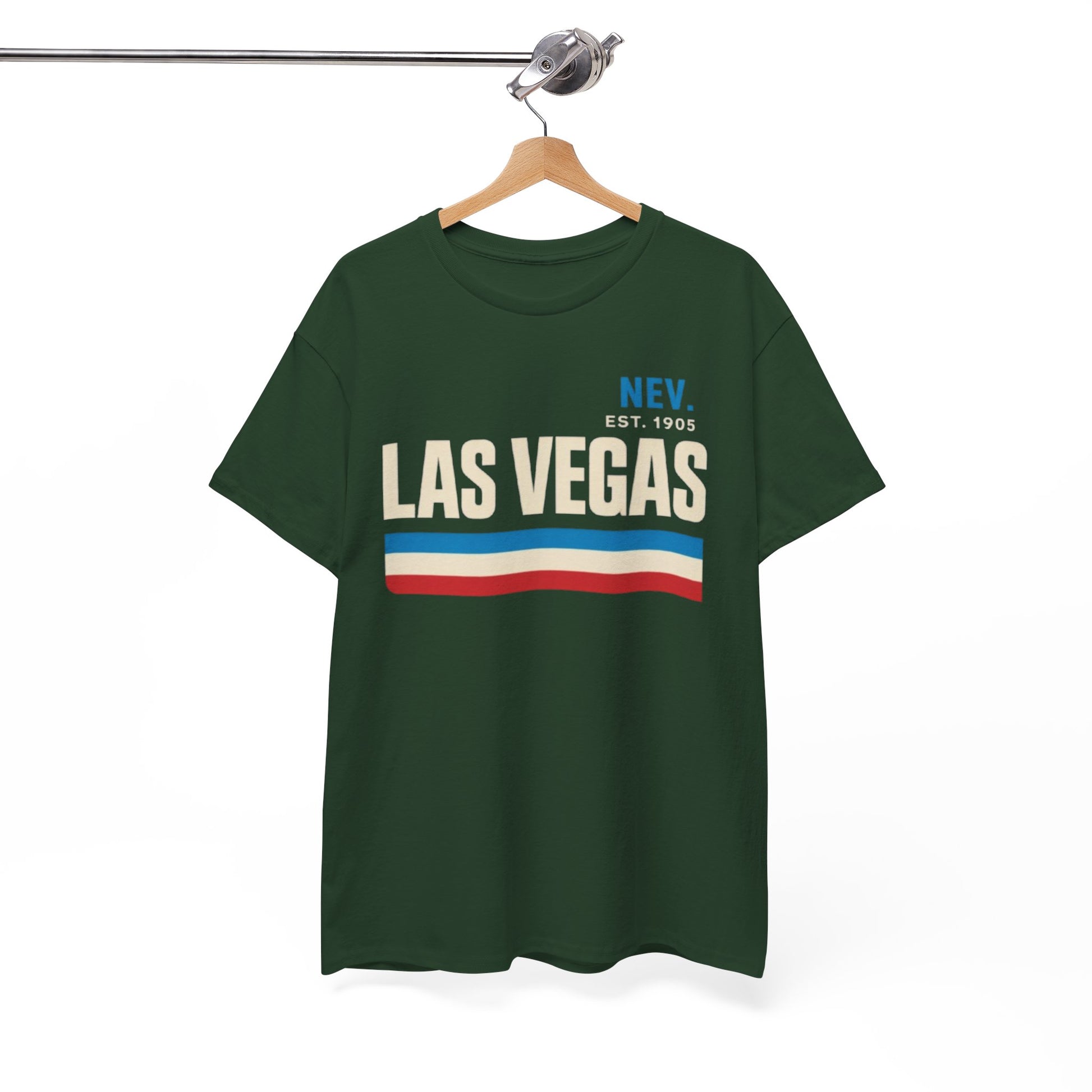 White Smoke Las Vegas Vintage Stripe Tee — Nev. EST. 1905 Retro City T‑Shirt
