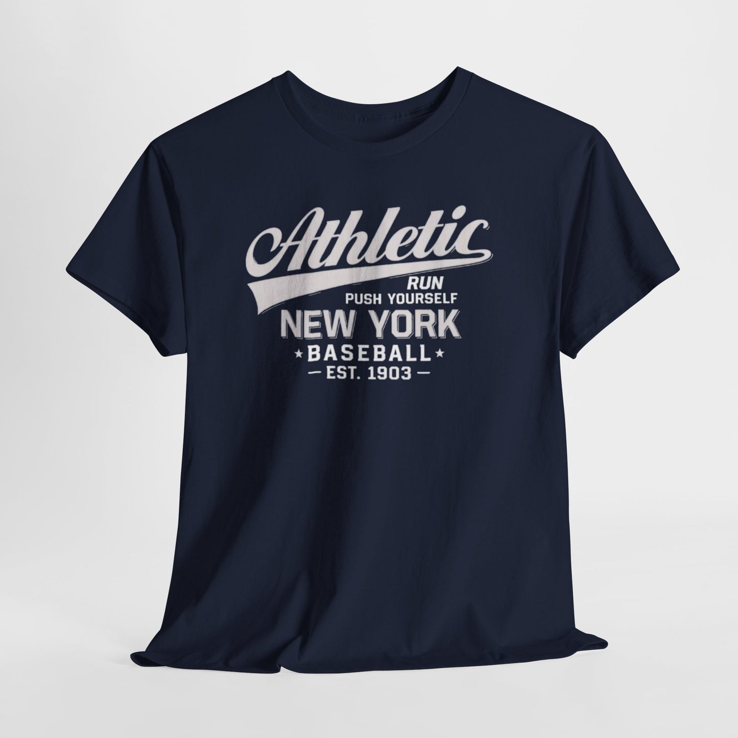 Athletic New York Baseball Tee — 'Athletic: Run, Push Yourself' Vintage Sport T-Shirt