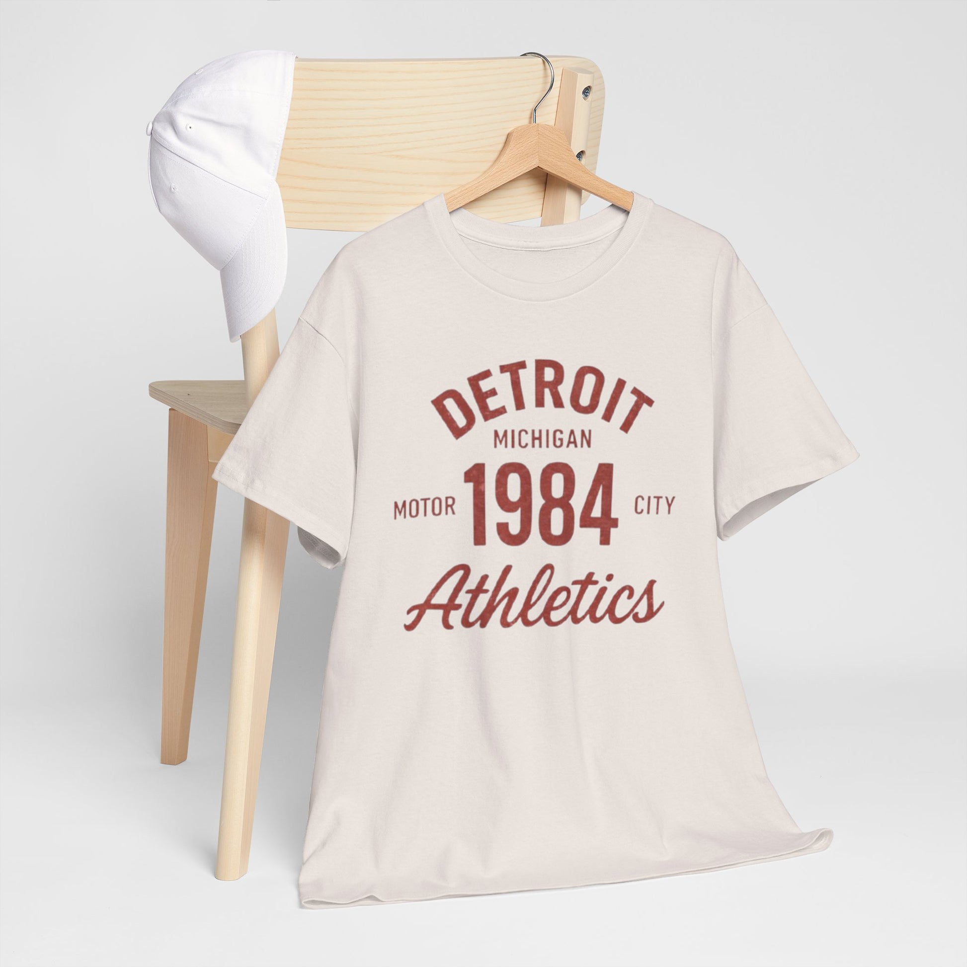Light Gray Detroit 1984 Athletics T‑Shirt vintage athletic  retro sports tee casual streetwear  Michigan tee  college style
