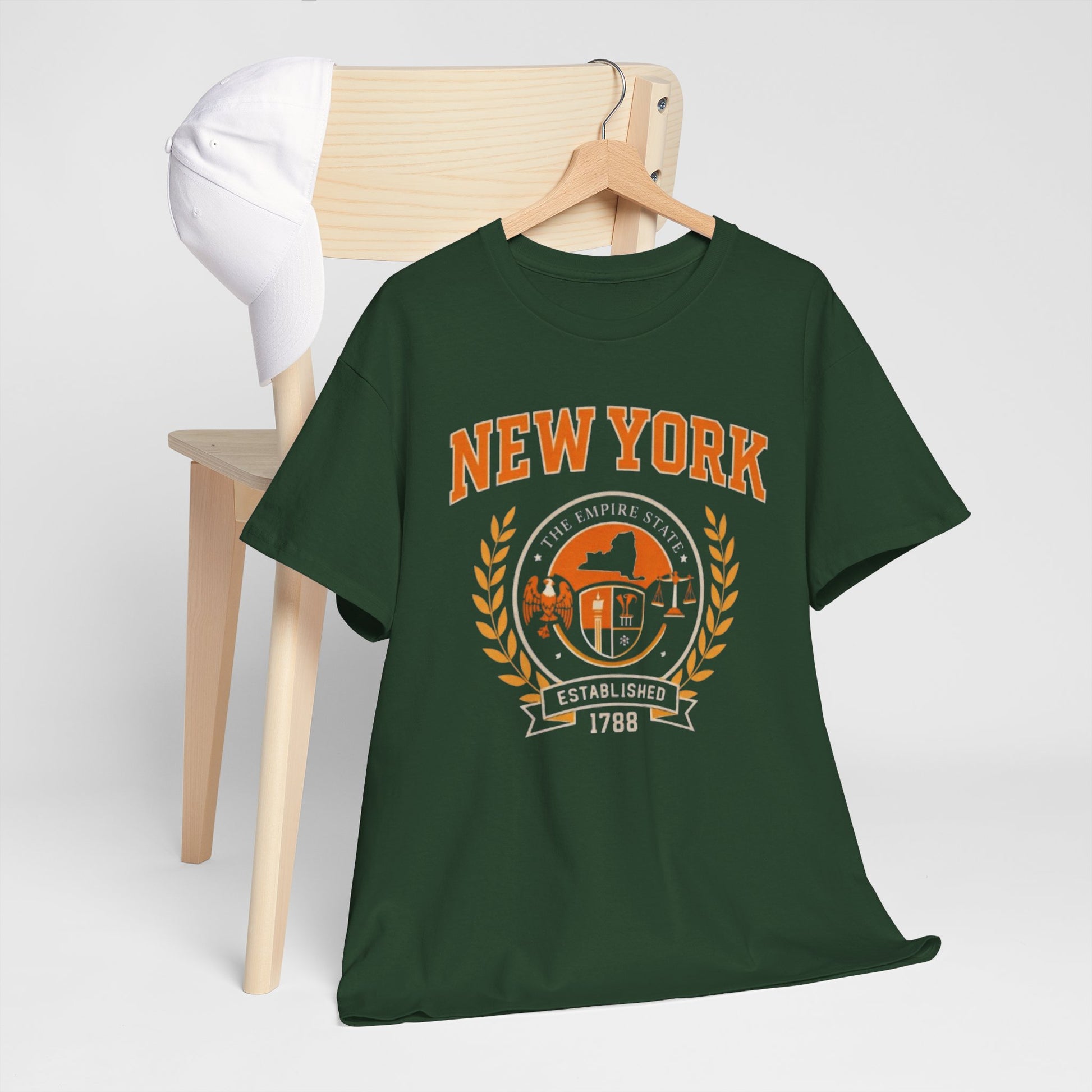 Lavender New York Empire State Vintage Tee — Established 1788 City Skyline Shirt worn-in college style t-shirt