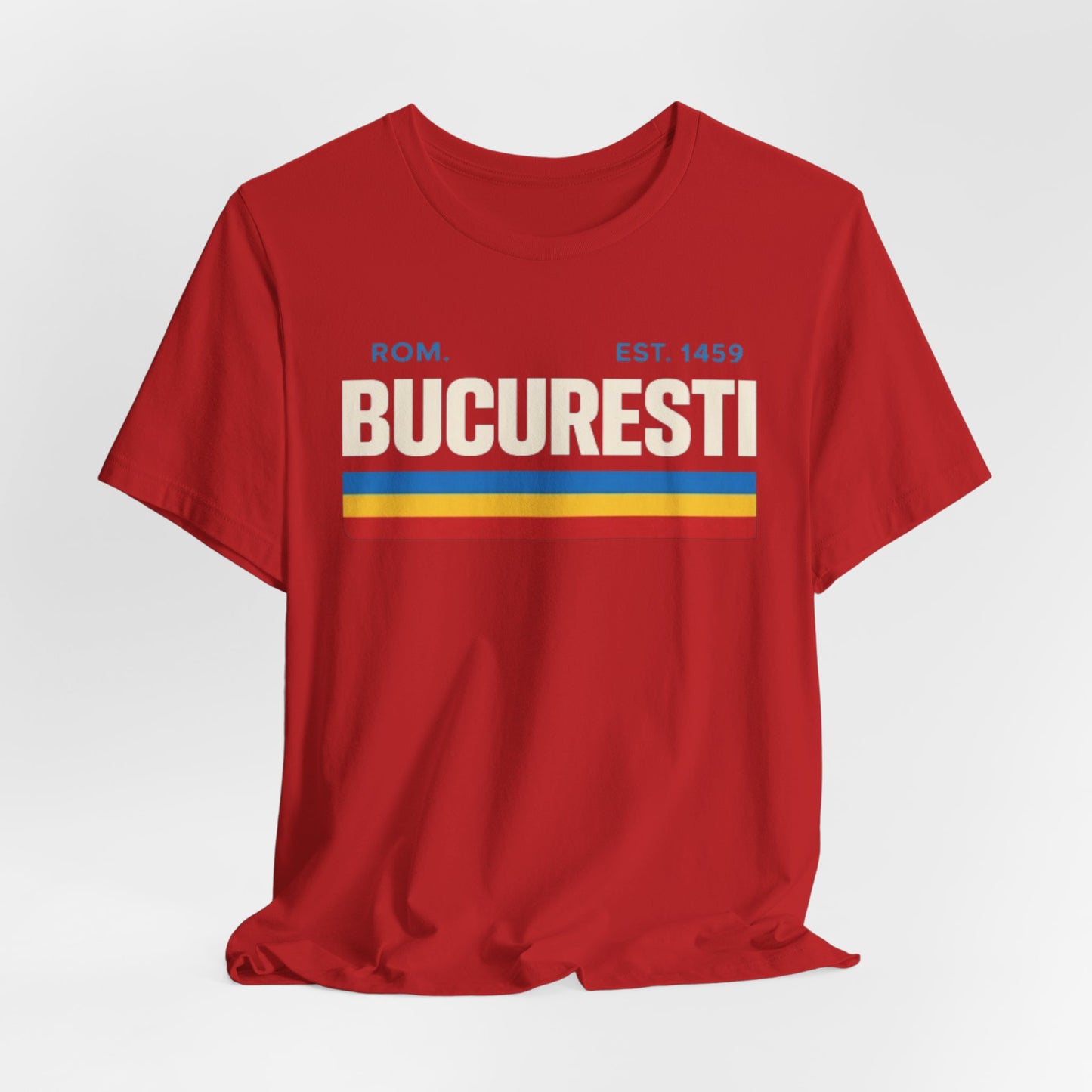 Brown Tricou retro cu dungi București — grafic vintage cu orașe din România