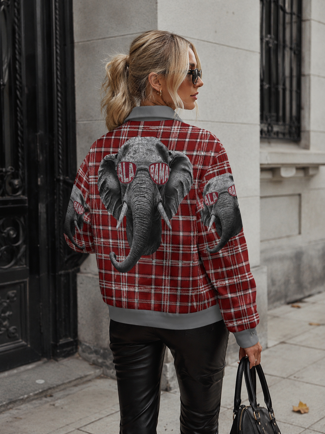 Alabama Crimson Tide Elephant Plaid Varsity Jacket – Premium Game Day Streetwear streetwear fashion product image 5
