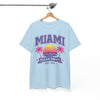 White Smoke Miami Ocean Drive Est. 305 Graphic T-Shirt – Retro Sunset Beach Streetwear Tee