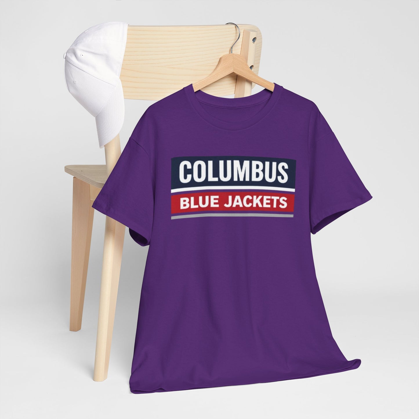Lavender Columbus Blue Jackets Retro Block  T-Shirt