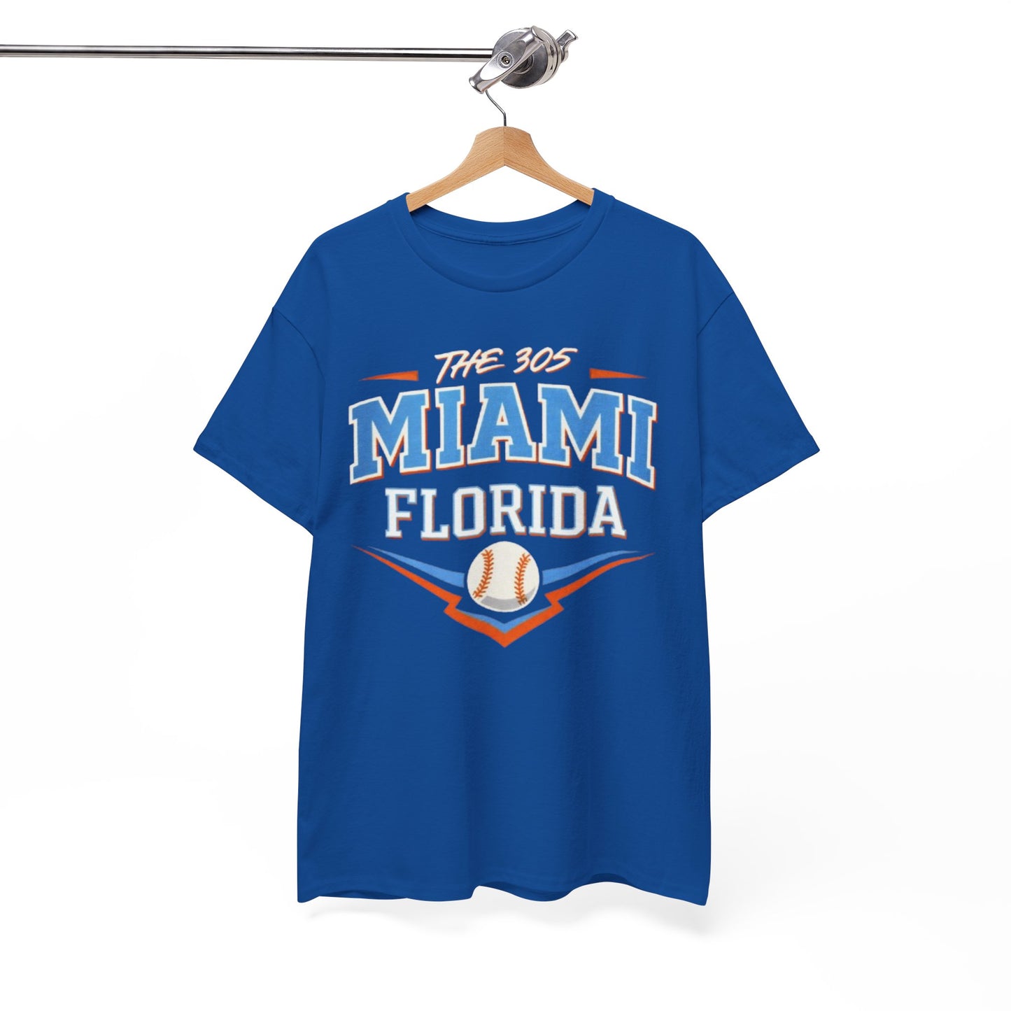 White Smoke Miami Florida 305 Baseball T-Shirt — Retro Sports Tee
