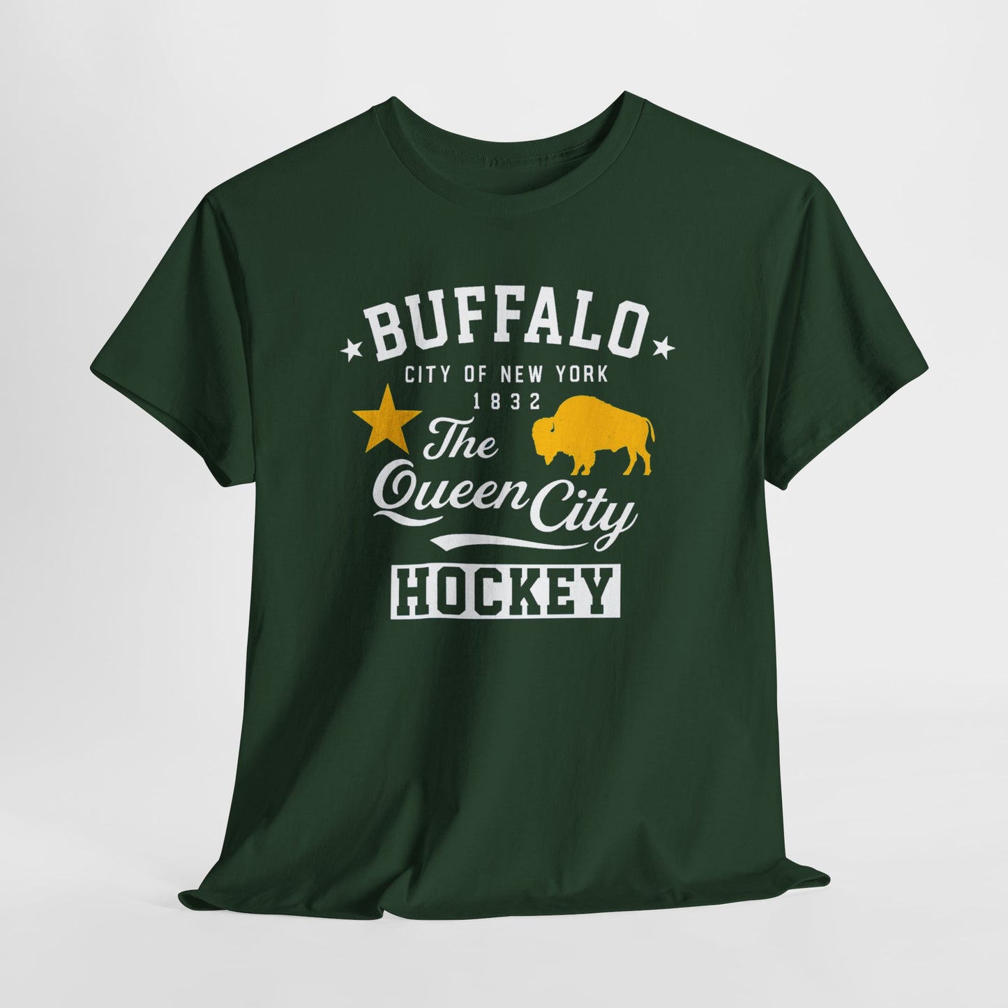 Buffalo City T‑Shirt – Gold Star & Bison Graphic Tee