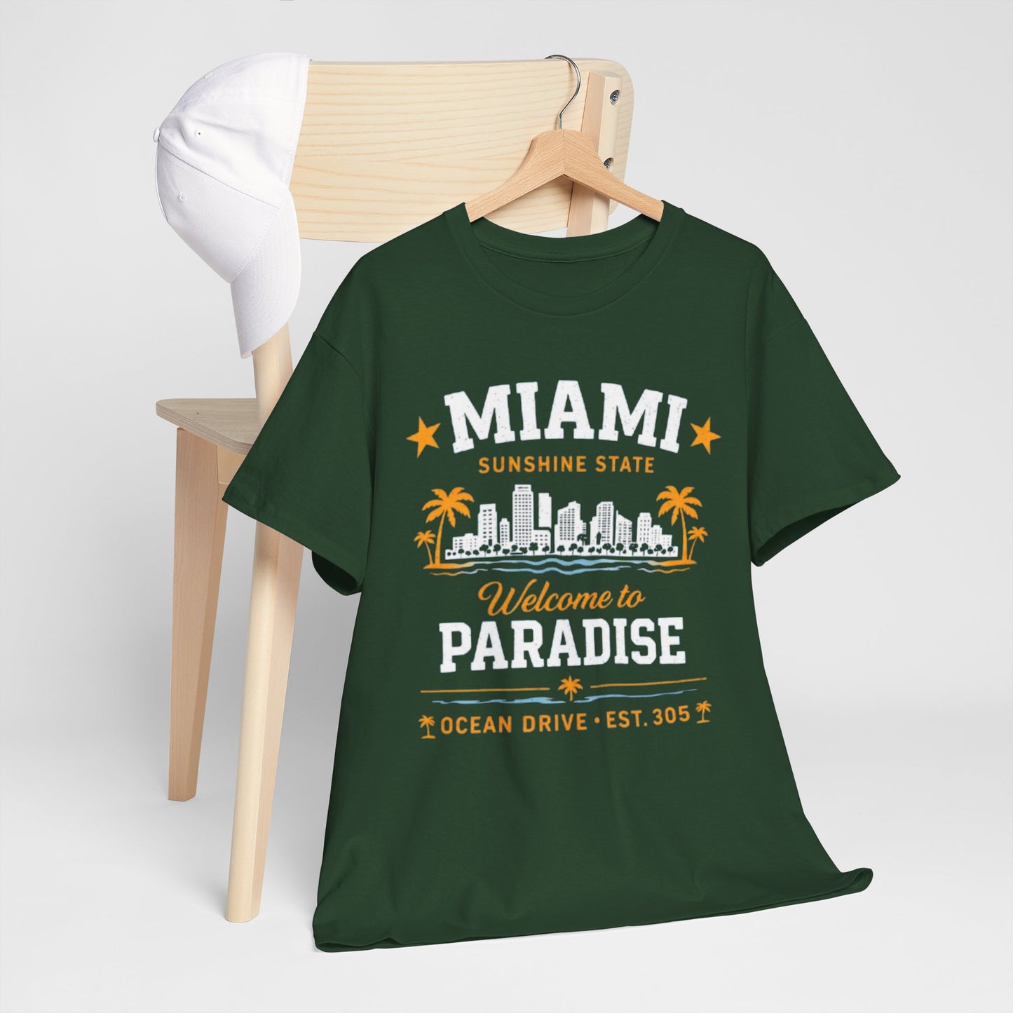 Miami Sunshine State Graphic T-Shirt – Welcome to Paradise Ocean Drive Est. 305 Tee