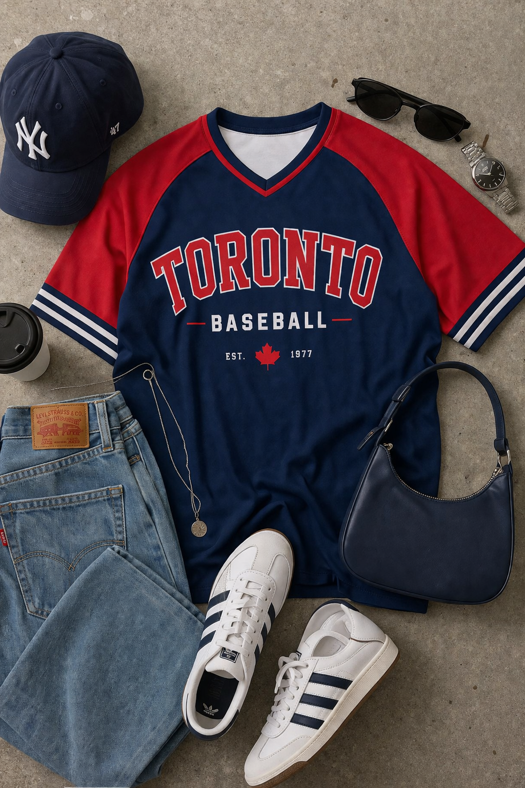 Toronto Baseball Shirt Navy Red Minimal Athletic Tee Everyday Street Style streetwear fashion product image 1