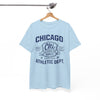 White Smoke Chicago Athletic Dept. Tee — Varsity Chi Vintage Sports T‑Shirt