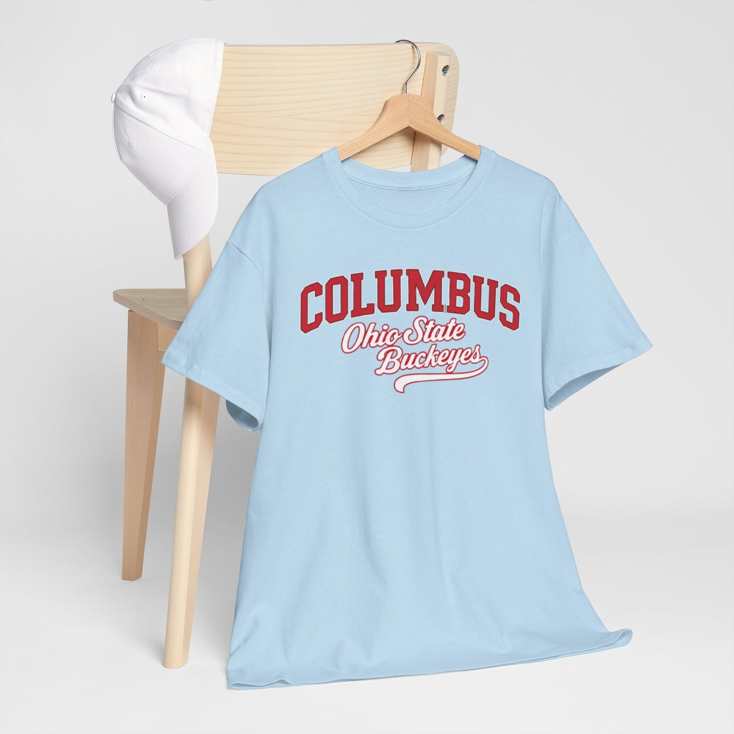 Light Blue Columbus Ohio Varsity T-Shirt – Retro College Style Streetwear Tee