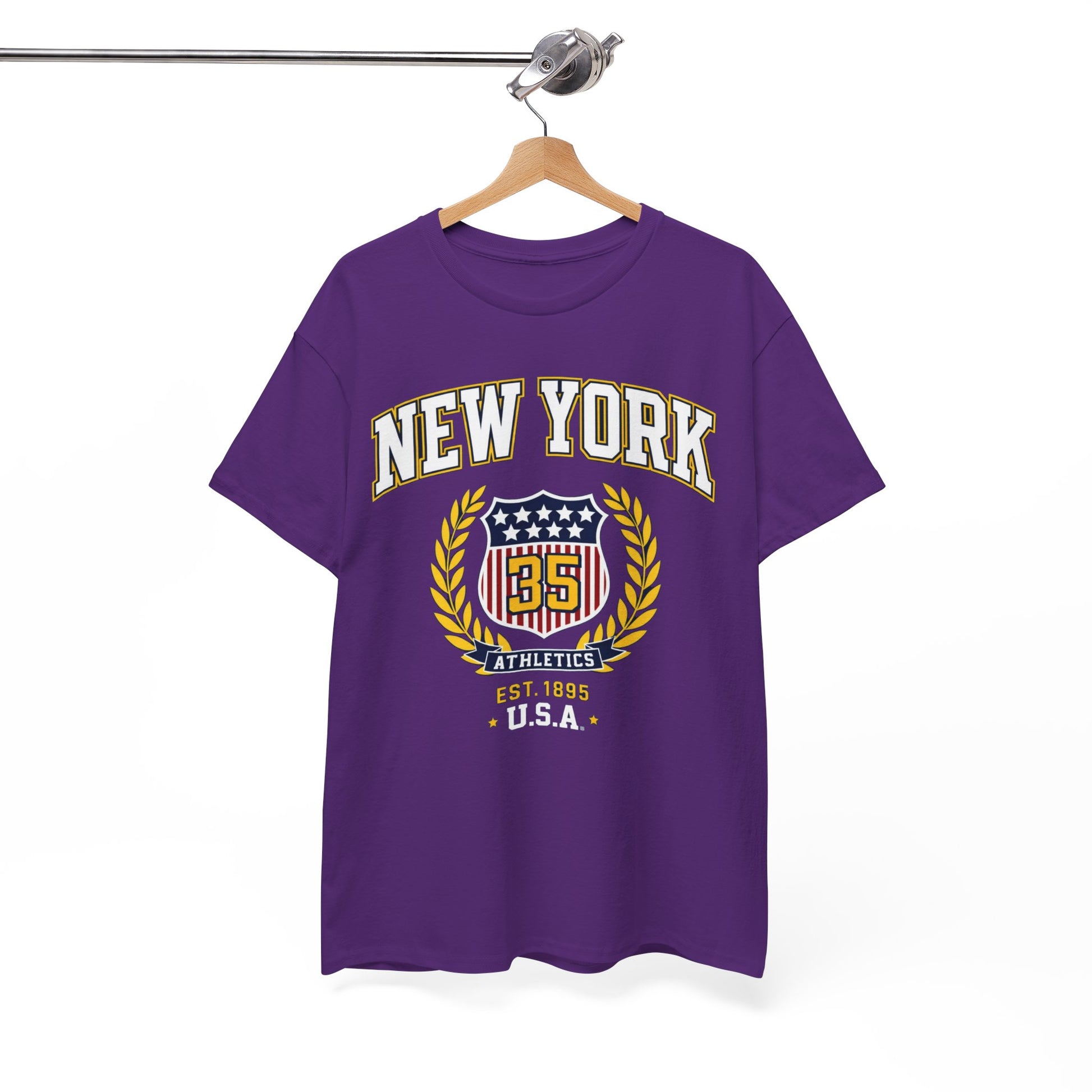 White Smoke New York Athletics Crest T‑Shirt — USA 1985 Vintage Collegiate Tee