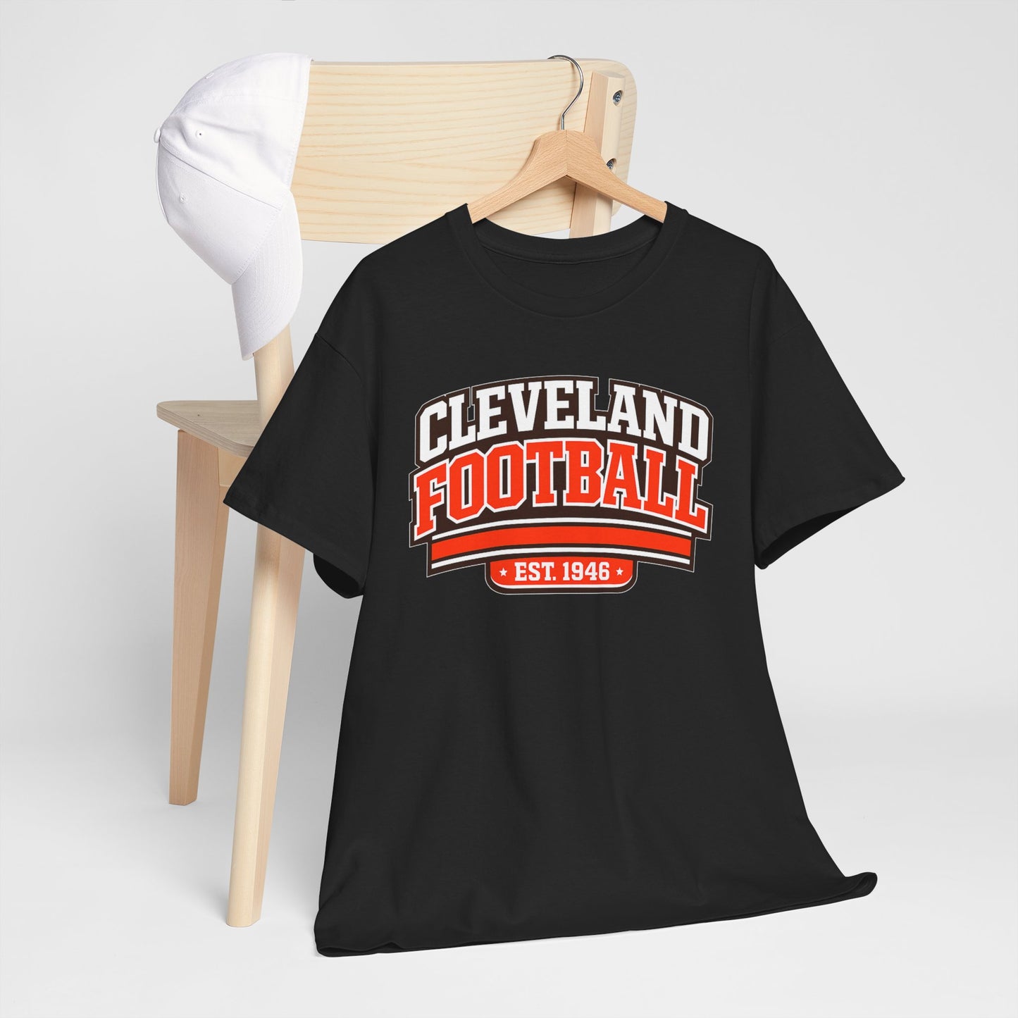 Cleveland Football Tee — Vintage Collegiate Script "Est. 1946"