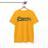 White Smoke Indiana Pacers  Script T‑Shirt — Retro Basketball Tee with Ball Accent
