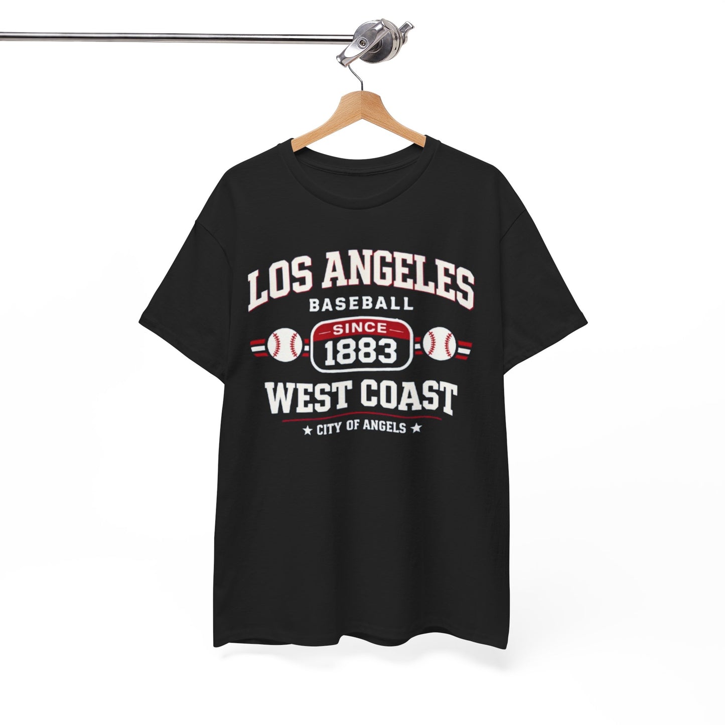 White Smoke Los Angeles Baseball Tee — West Coast "Since 1883" Vintage Sport T‑Shirt