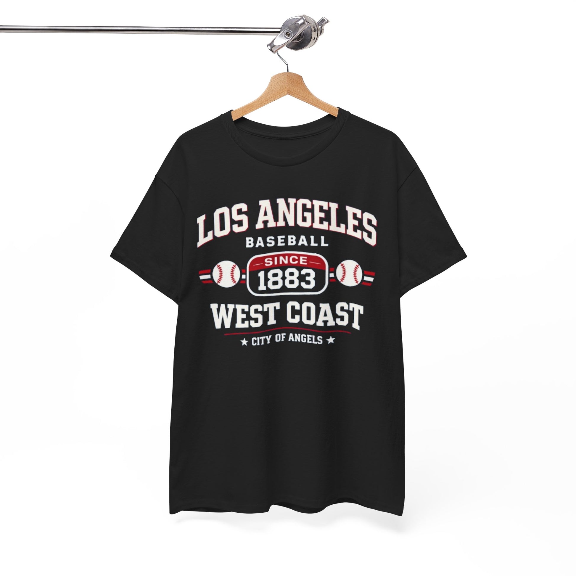 White Smoke Los Angeles Baseball Tee — West Coast "Since 1883" Vintage Sport T‑Shirt