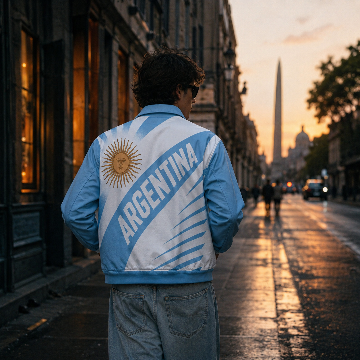 Chaqueta Argentina Celeste y Blanca Vintage Streetwear – Jacket Estilo Futbol Retro para Hombre y Mujer streetwear fashion product image 3