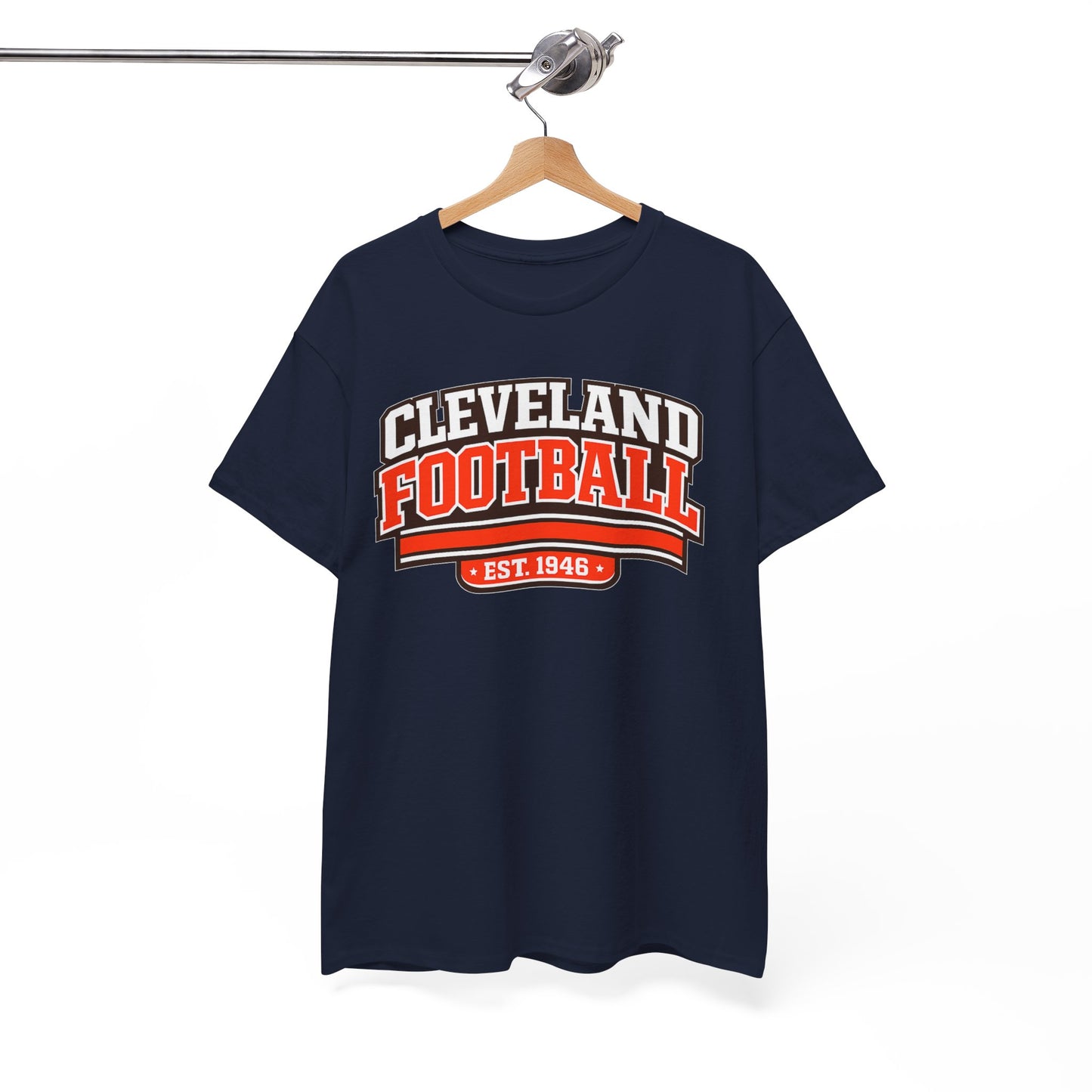 Cleveland Football Tee — Vintage Collegiate Script "Est. 1946" – breathable comfort wear, breathable comfort wear, image 1.0