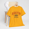 Orange Austin Texas 512 Graphic T-Shirt – Capital City Vintage Varsity Streetwear Tee