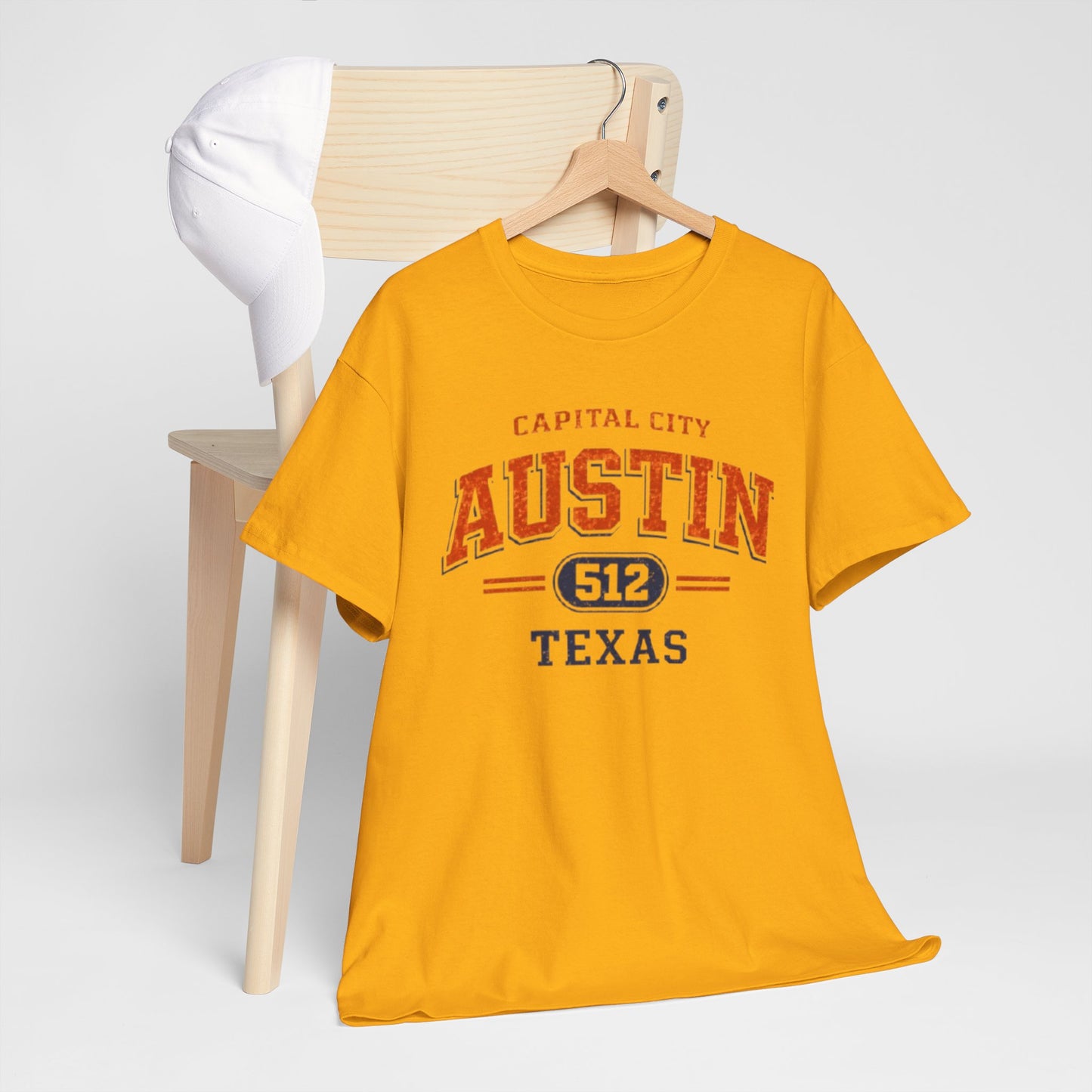 Orange Austin Texas 512 Graphic T-Shirt – Capital City Vintage Varsity Streetwear Tee