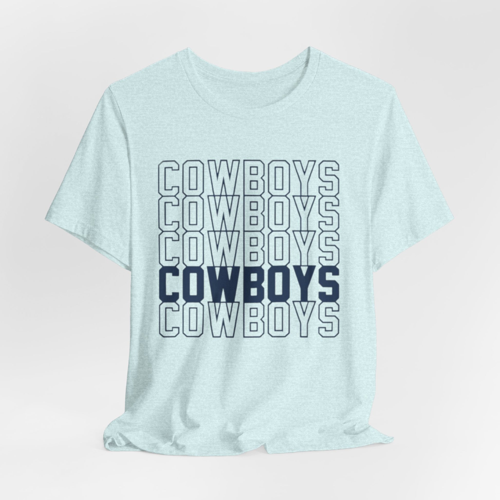 Lavender Cowboys Football Repeat Graphic Tee — Bold Layered Team Shirt