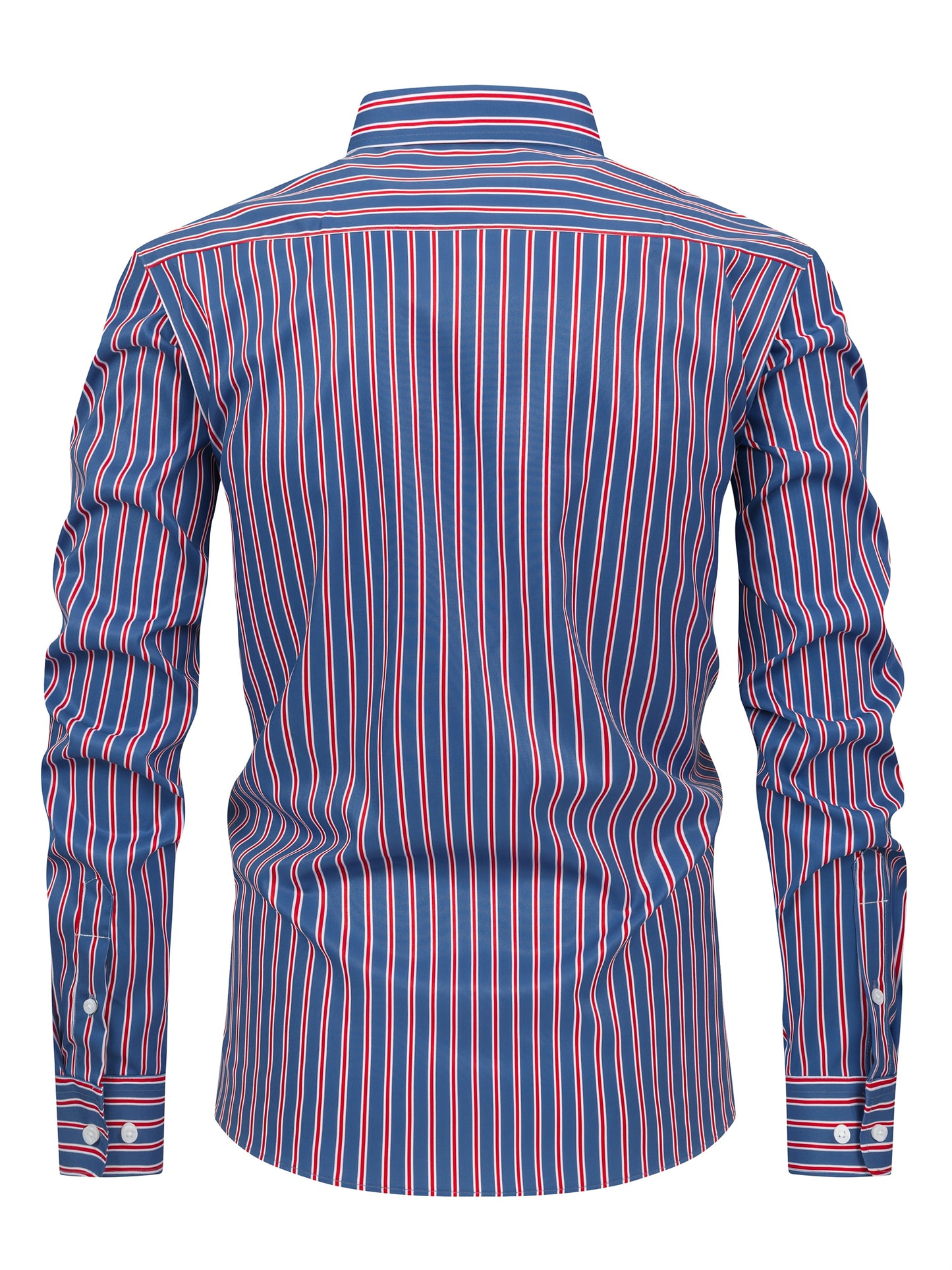 White Smoke Men's Fashion Casual Digital Stripe Long-Sleeve Shirt, Stretch Wrinkle-Resistant Premium Versatile Lightweight Date Shirt