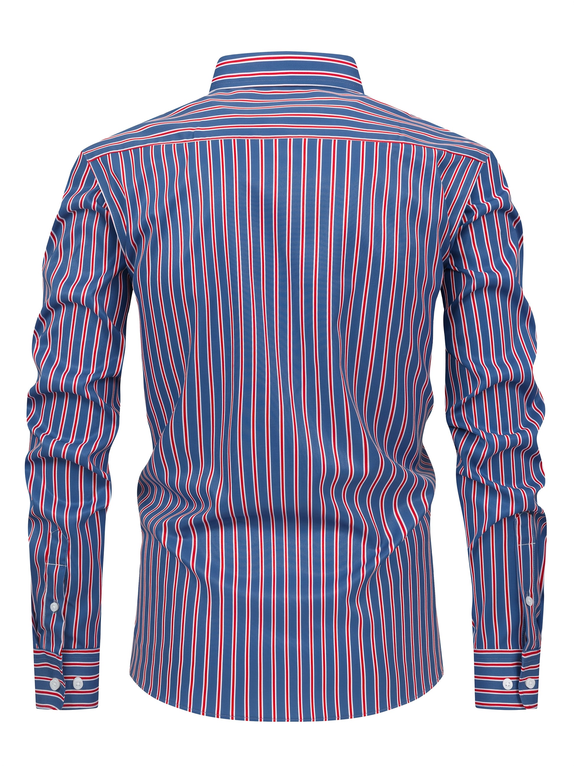 White Smoke Men's Fashion Casual Digital Stripe Long-Sleeve Shirt, Stretch Wrinkle-Resistant Premium Versatile Lightweight Date Shirt