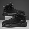Dark Slate Gray Men'S High-Top Fashion Sneakers, Casual Sports Street Style, Solid Color with Graphic Detail, All-Season Lace-Up Running Shoes, PU & Fabric Upper, EVA Sole, Round Toe, for Daily Wear