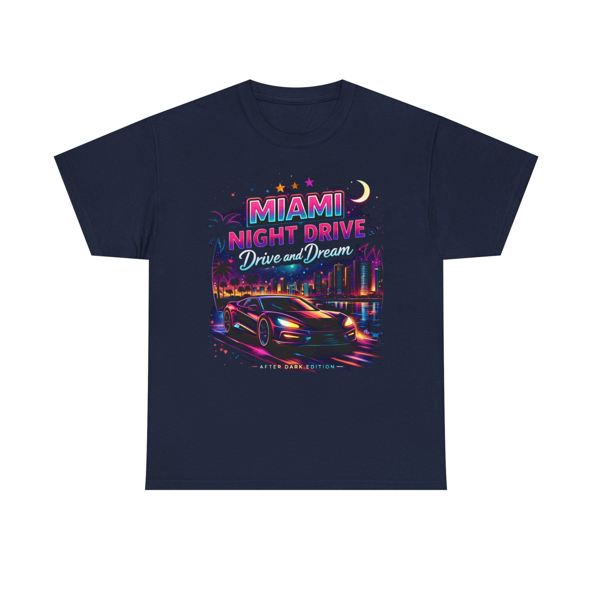 Dark Slate Gray Miami Nights Drive and Dream Graphic T-Shirt – Neon City Oversized Streetwear Tee