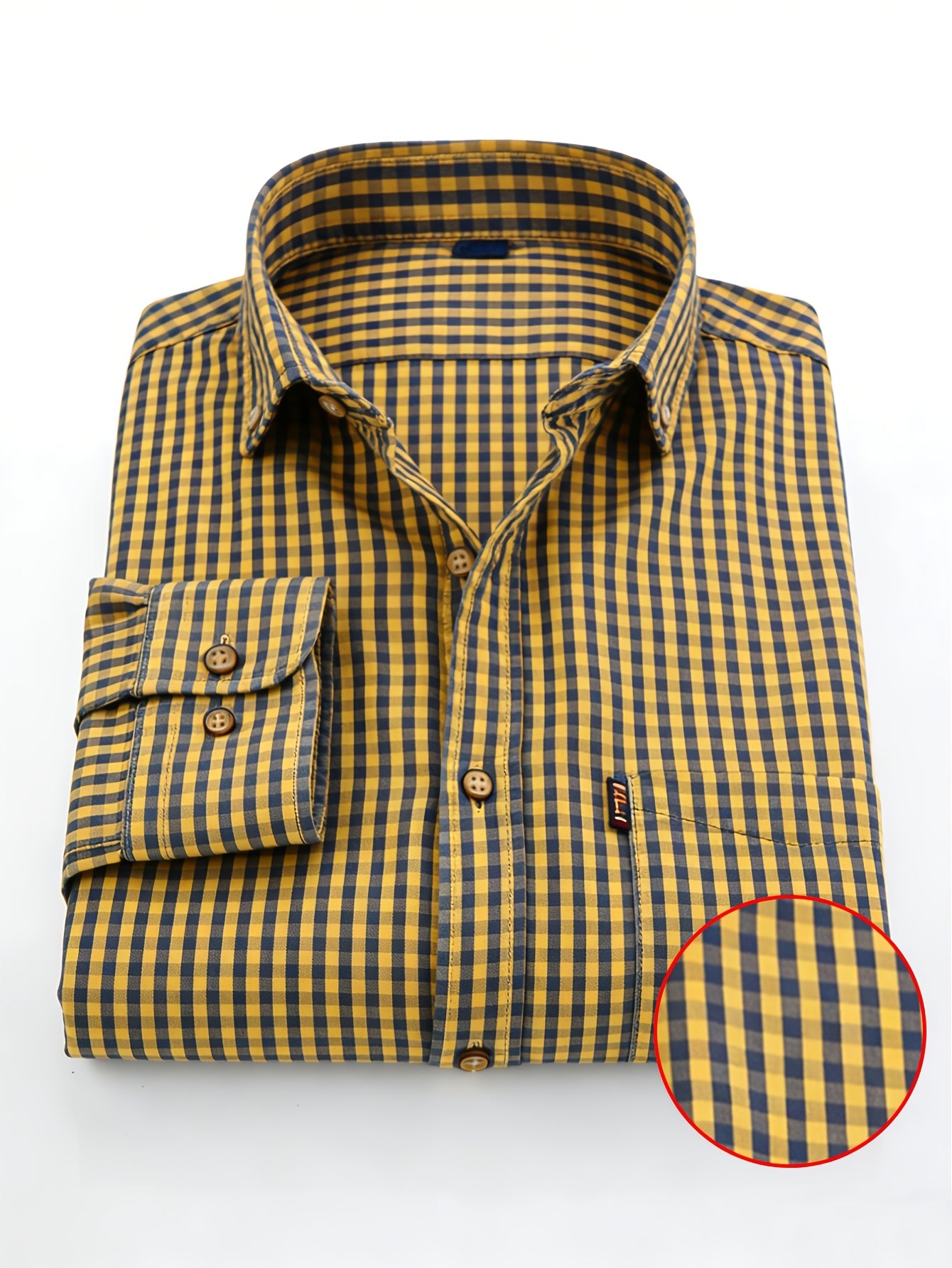 White Smoke 1pc Men'S Casual Plaid Shirt | Long Sleeve, Non-Stretch Fabric, Single Breasted, Left Chest Pocket, Ideal for Daily Commute and Business Casual Occasions
