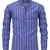 White Smoke Men's New Thin Digital Print Striped Long Sleeve Shirt, Wrinkle-, No Ironing, Versatile Fashion Date Shirt