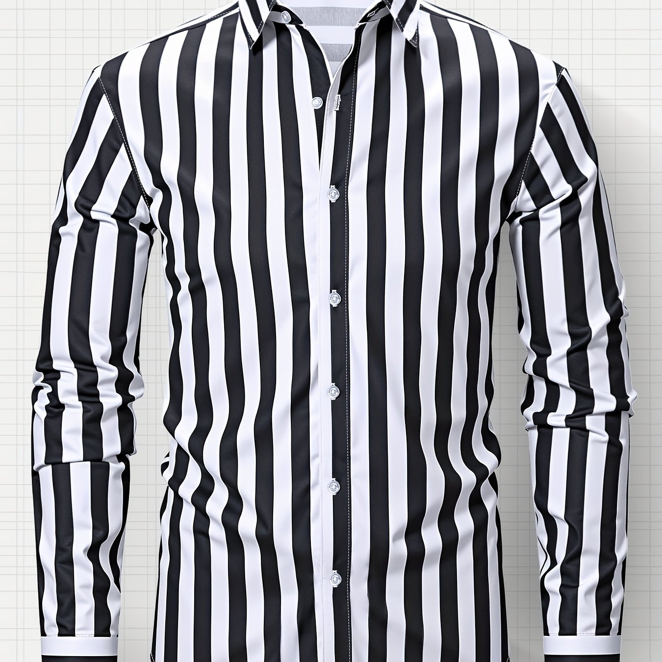 White Smoke New Men's Formal Long Sleeve Thick Stripe Shirt, Easy Care, Versatile Business Casual Professional Shirt, Holiday Gift
