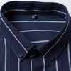 Dark Slate Gray Men'S Long-Sleeve Striped Woven Dress Shirt Made of Pure