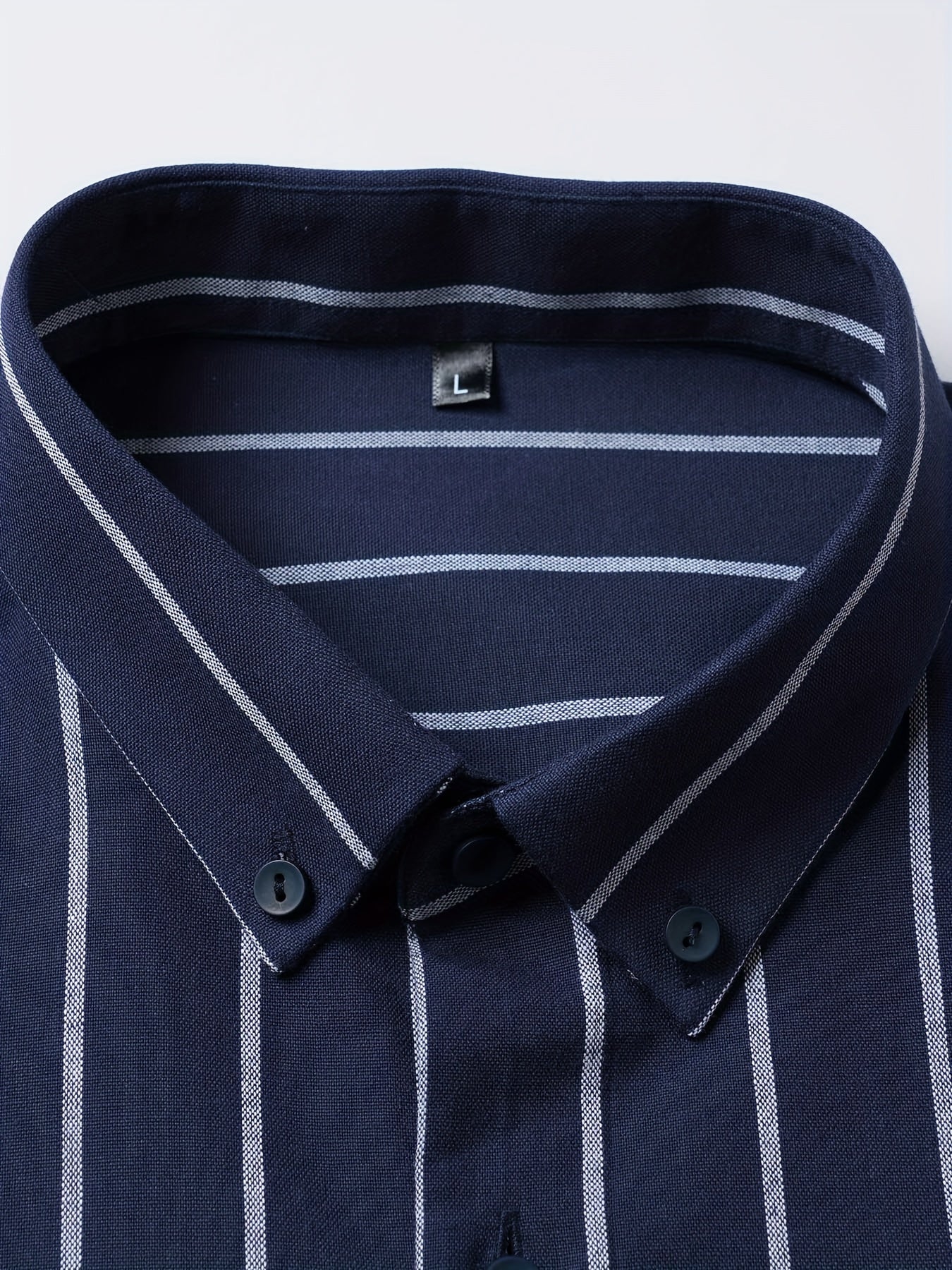 Dark Slate Gray Men'S Long-Sleeve Striped Woven Dress Shirt Made of Pure