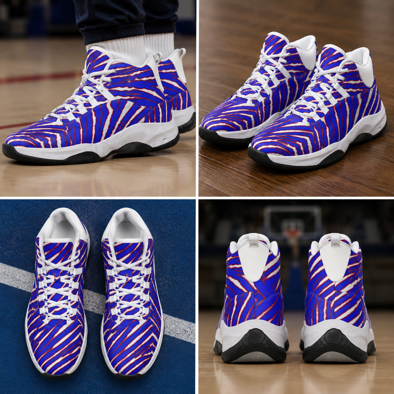 Buffalo Bills Zubaz Men's High Top Basketball Shoes – Red Blue White Zebra Game Day Style