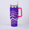 Light Gray Buffalo football 40oz Diamond Cup With Stainless Steel Straw – Red Blue White Zebra Game Day Style
