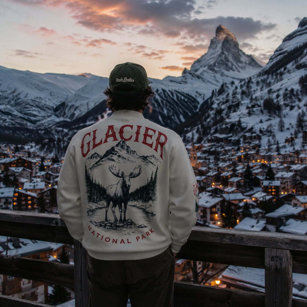 Glacier National Park Moose Mountain Zip-Up Jacket – Vintage Outdoor Adventure Fleece Hoodie