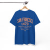 White Smoke San Francisco 1470 Basketball T-Shirt – California Golden State City Streetwear Tee