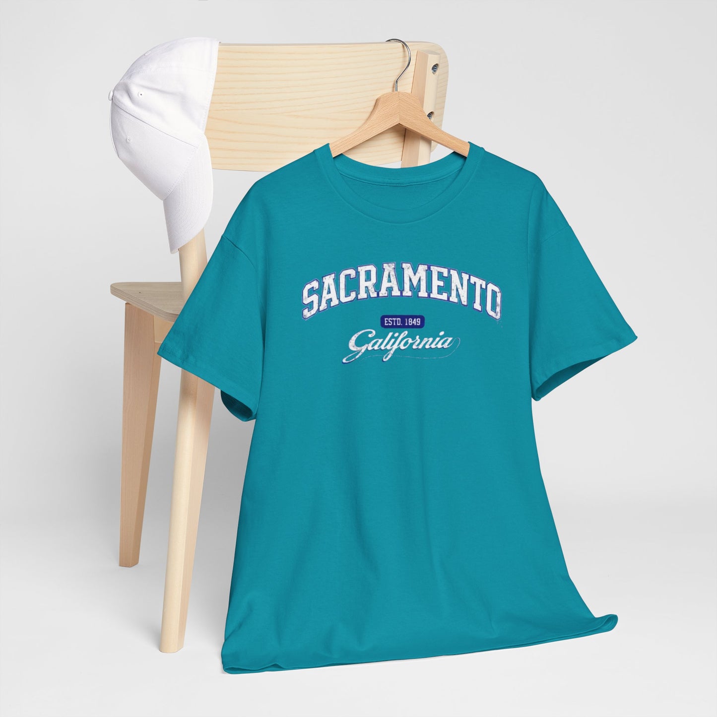 Dark Cyan Sacramento California Tee — Vintage Collegiate City Shirt