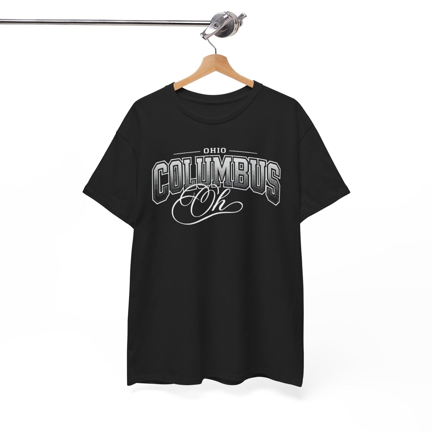 White Smoke Columbus Ohio Retro Graphic Tee — Vintage City Script T-Shirt