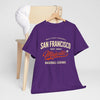 Lavender San Francisco Majestic Baseball Tee — Vintage West Coast Baseball Legends Shirt