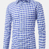 Lavender 1pc Printed Plaid Long-sleeve Shirt with Lapel and Button-up Cardigan Style Casual Shirt