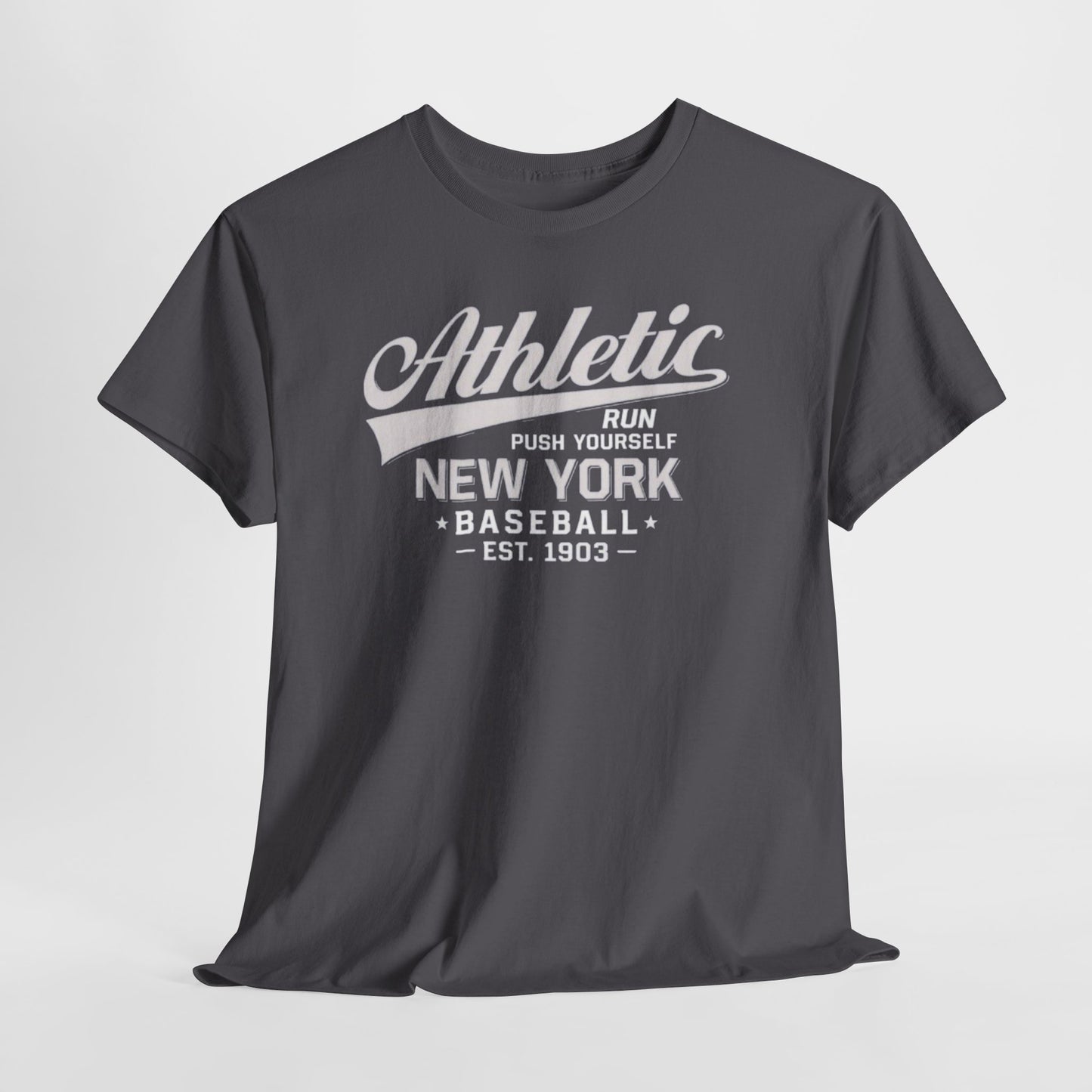 Athletic New York Baseball Tee — 'Athletic: Run, Push Yourself' Vintage Sport T-Shirt
