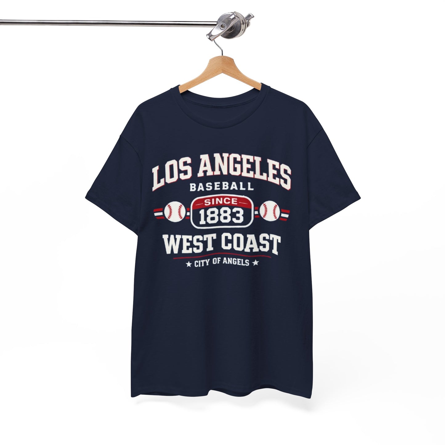 White Smoke Los Angeles Baseball Tee — West Coast "Since 1883" Vintage Sport T‑Shirt